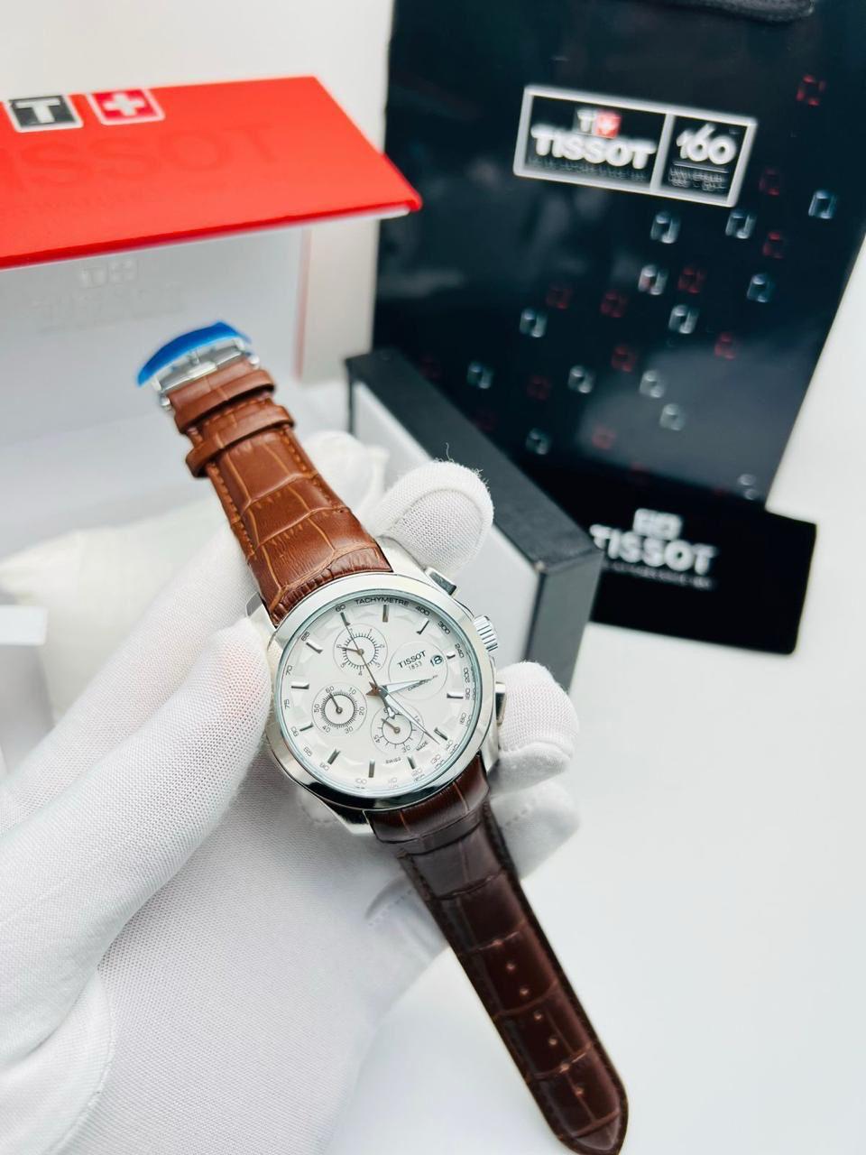 Tissot with leather strap all chorongraph working