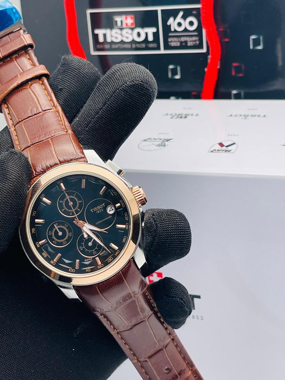 Tissot with leather strap all chorongraph working