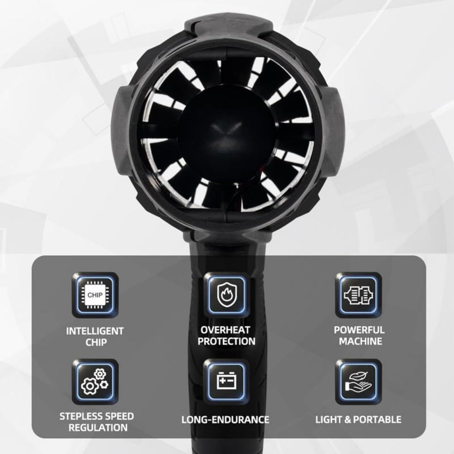 Turbo Jet Blower (Single battery) Cordless Turbo Super Power Air Duster, Stepless Speed Regulation Jet Dry Blower Car Drying, Car Dryer Air Blower (Black)